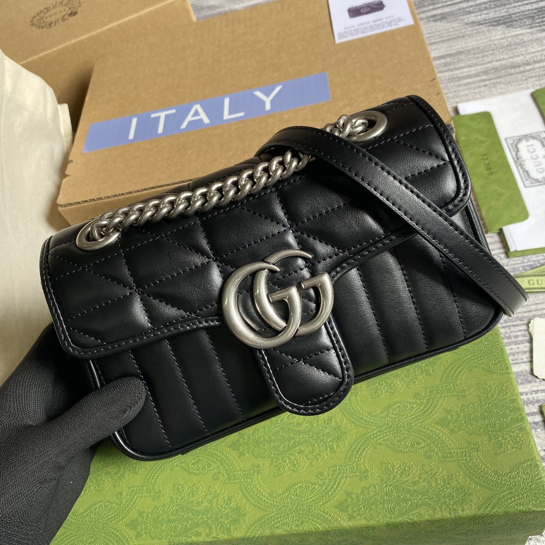 Gucci GG Marmont Matelasse Mini Shoulder Bag 446744 Black